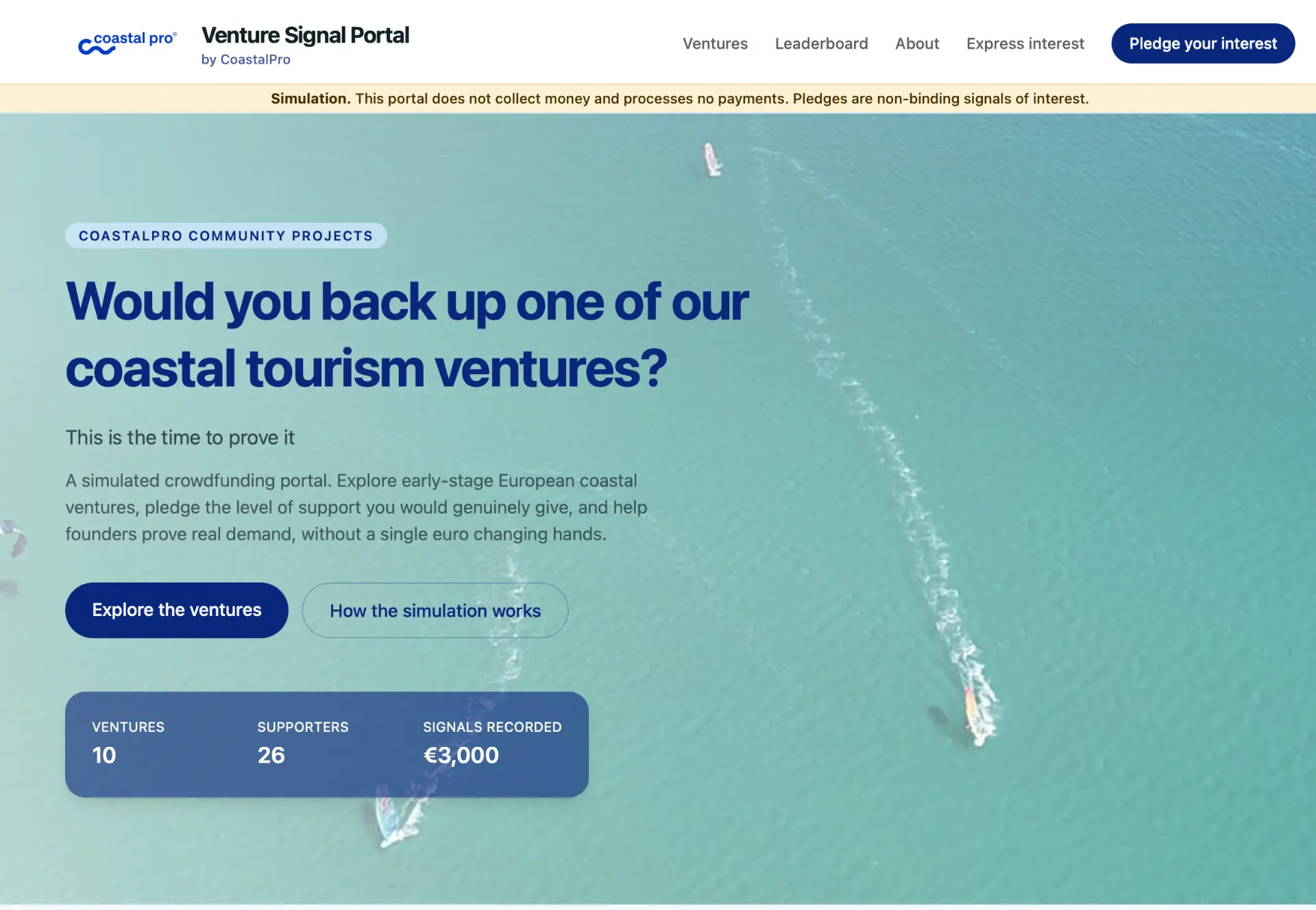 Presenting the CoastalPro Venture Portal: a simulated crowdfunding platform